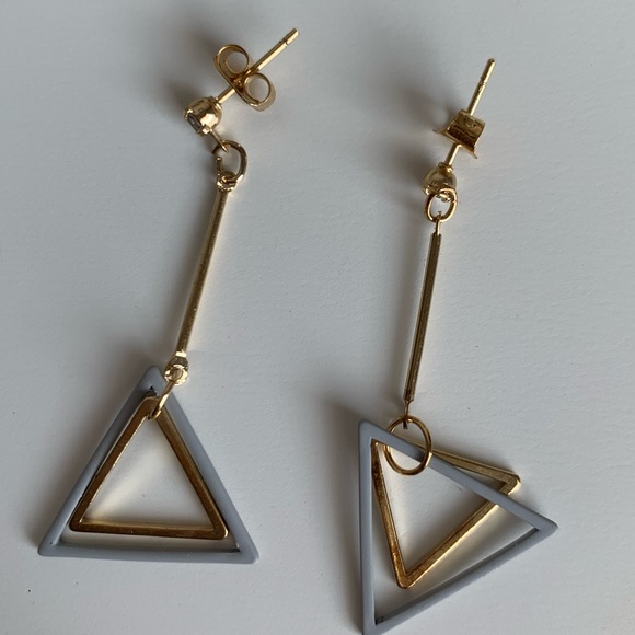 Japanese Geometric Triangle Drop Dangle Earrings - Picture 5 of 6